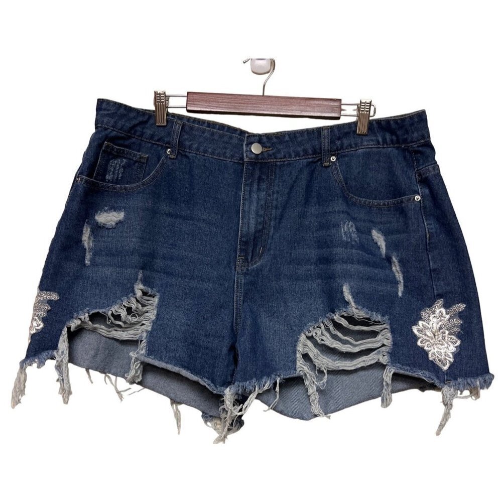 Shein Cut Off Distressed Denim Cut Off Jean Shorts Women's Size 3XL